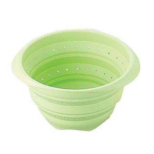 シリコンおりたたみ水切りボウル グリーン