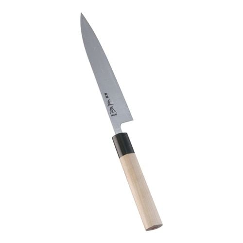 本霞 玉白鋼 水牛柄ペティーナイフ (両刃16.5