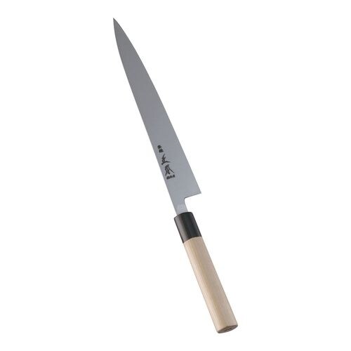 本霞 玉白鋼 水牛柄スライス (両刃)24cm