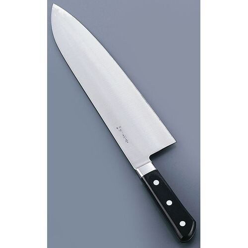 堺菊守日本鋼(口金付)巾広厚口牛刀 33cm