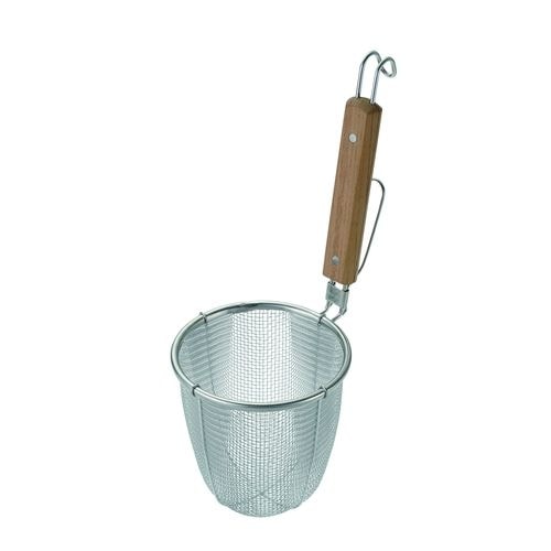 ステンレス 木柄てぼ 丸底