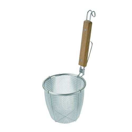 ステンレス 木柄てぼ 平底