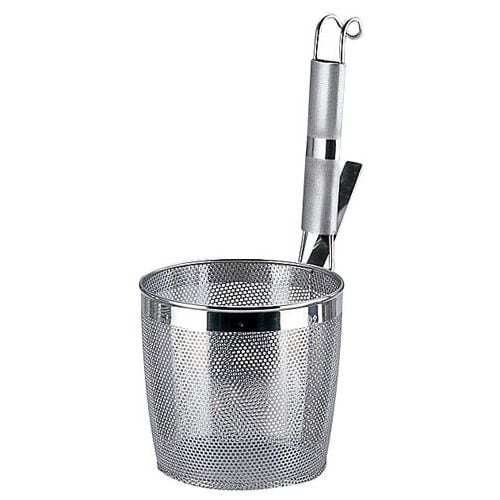 UK18−8パイプ柄パンチング底平煮ざる L