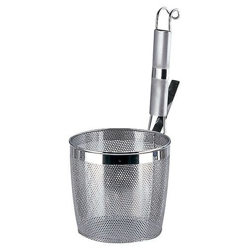 UK18−8パイプ柄パンチング底平煮ざる M