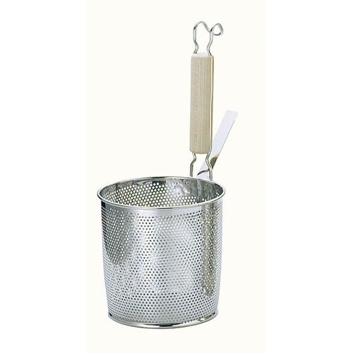 UK18−8パンチング木柄底平煮ざる 中