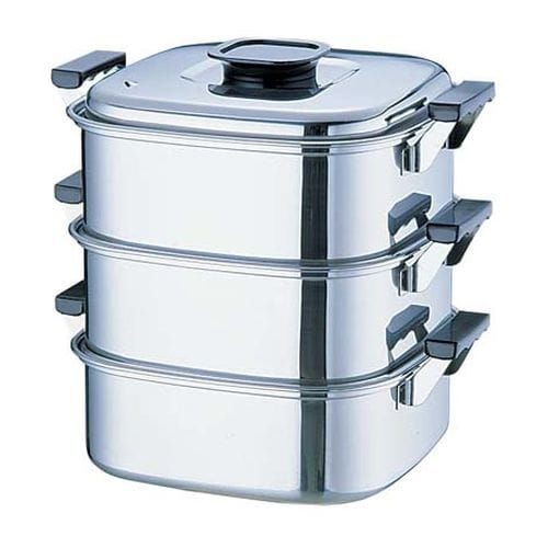 桃印18−0角型蒸器 29cm 3段