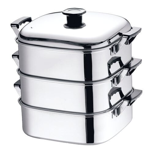 (T)18−8角型蒸器 29cm 3段