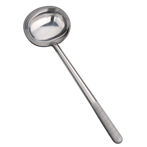 オールステンレス ブラスト加工 中華お玉 楕円