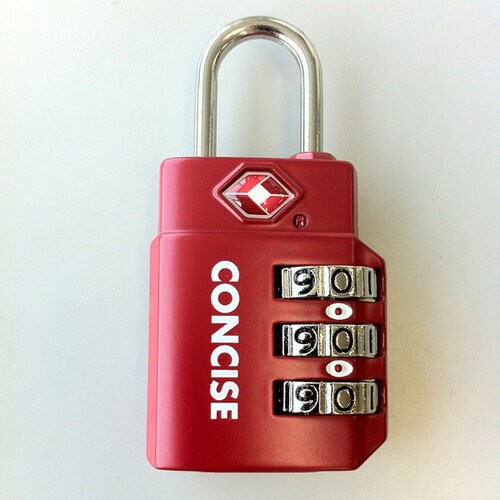 ダイヤル錠 3桁 TSAロック 6cm 赤 ×2