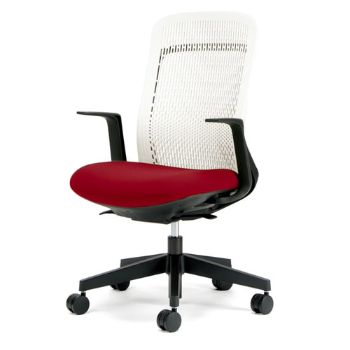 トライ樹脂脚ハイバック白シェルL肘レッド