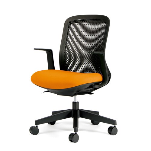 トライ樹脂脚ローバック黒シェルL肘オレンジ