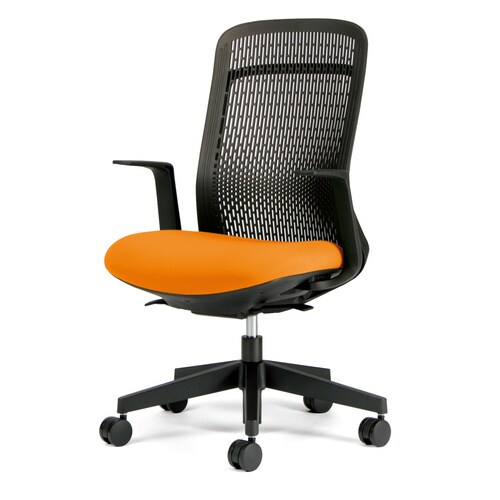 トライ樹脂脚ハイバック黒シェルL肘オレンジ