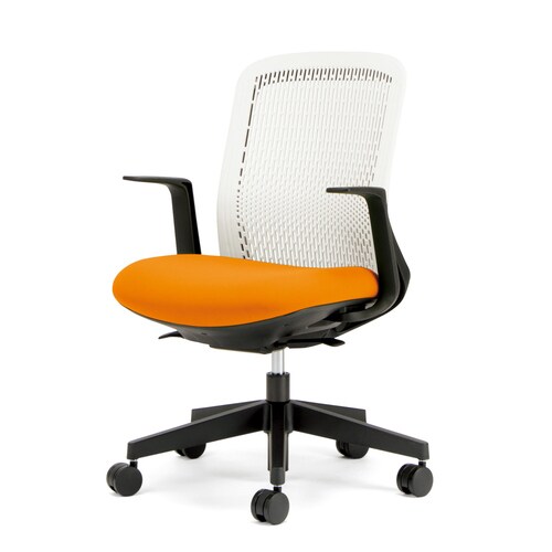 トライ樹脂脚ローバック白シェルL肘オレンジ