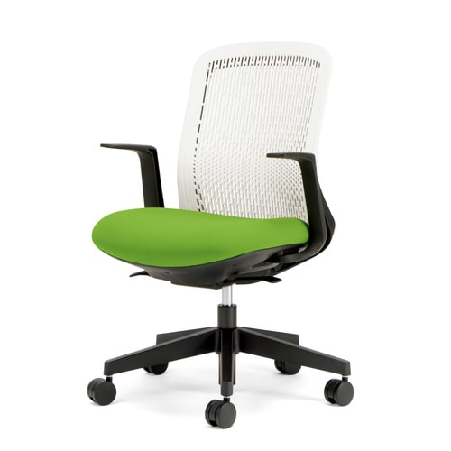 トライ樹脂脚ローバック白シェルL肘イエローグリーン