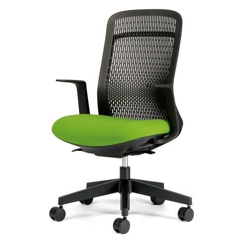 トライ樹脂脚ハイバック黒シェルL肘イエローグリーン