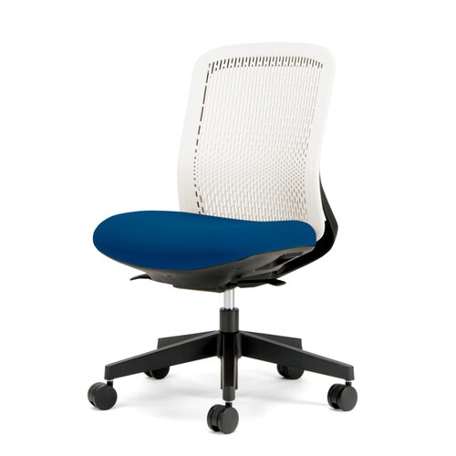 トライ樹脂脚ローバック白シェル肘無ブルー