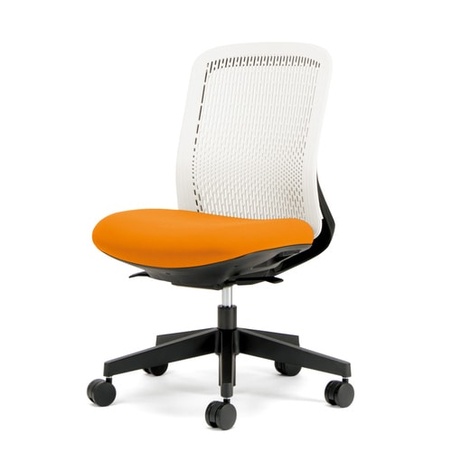 トライ樹脂脚ローバック白シェル肘無オレンジ