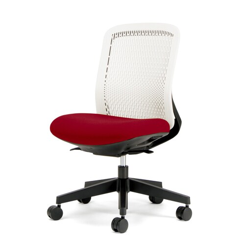 トライ樹脂脚ローバック白シェル肘無レッド