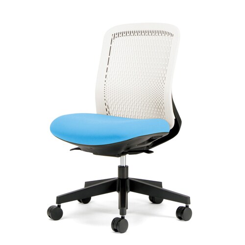 トライ樹脂脚ローバック白シェル肘無スカイブルー