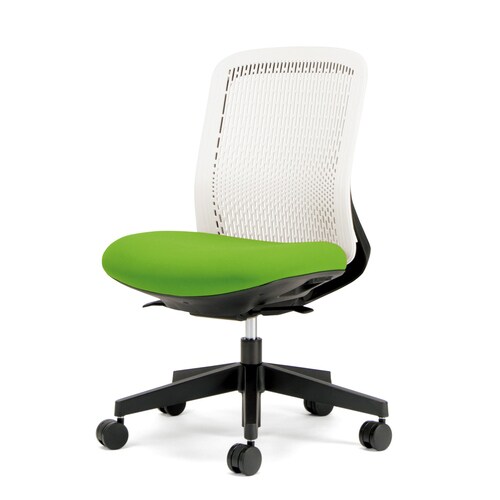 トライ樹脂脚ローバック白シェル肘無イエローグリーン