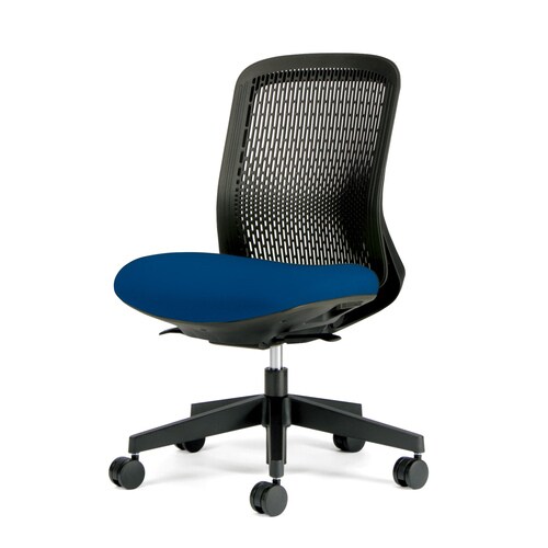 トライ樹脂脚ローバック黒シェル肘無ブルー