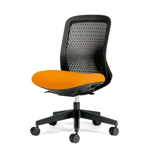 トライ樹脂脚ローバック黒シェル肘無オレンジ