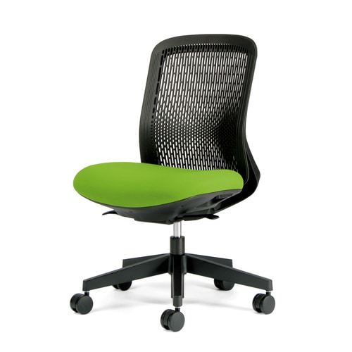 トライ樹脂脚ローバック黒シェル肘無イエローグリーン