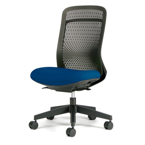 トライ樹脂脚ハイバック黒シェル肘無ブルー