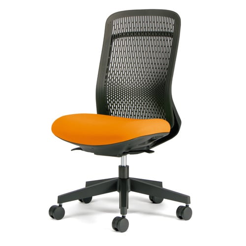 トライ樹脂脚ハイバック黒シェル肘無オレンジ