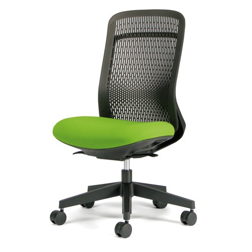 トライ樹脂脚ハイバック黒シェル肘無イエローグリーン