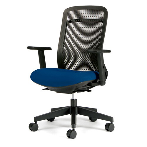 トライ樹脂脚ハイバック黒シェル可動肘ブルー