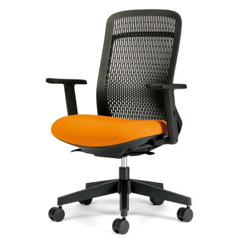 トライ樹脂脚ハイバック黒シェル可動肘オレンジ