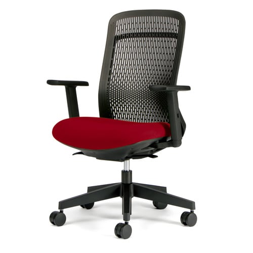 トライ樹脂脚ハイバック黒シェル可動肘レッド