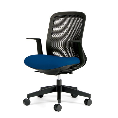 トライ樹脂脚ローバック黒シェルL肘ブルー