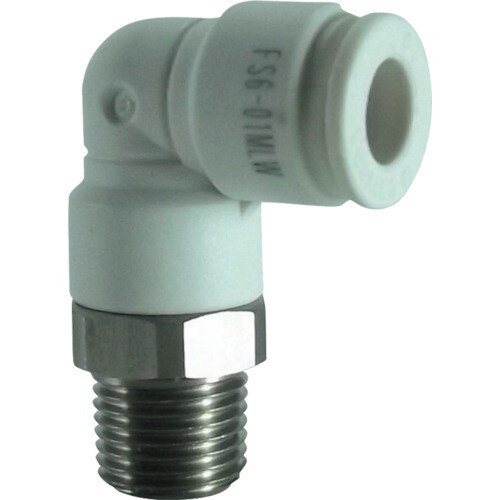 ファイブSUSメイルエルボ白6mm・R1/8