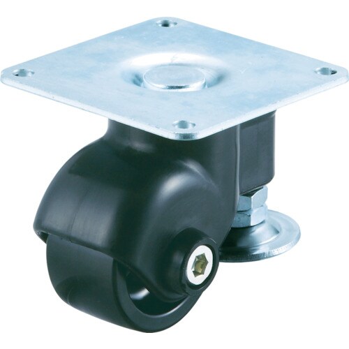 アジャスター付キャスター自在車65径黒ナイロン車輪