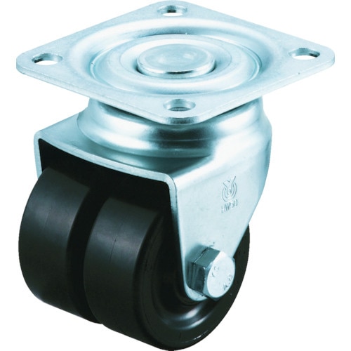重量用双輪キャスター自在車38径黒ナイロン車輪