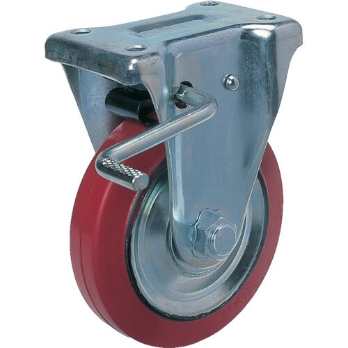 プレス製固定金具ブレーキ付赤ゴム車150φ