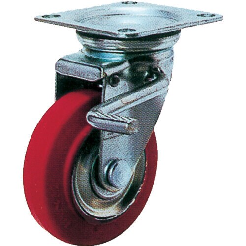 プレス製自在金具ブレーキ付赤ゴム車75φ