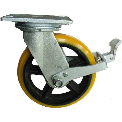 重量用高硬度ウレタン自在車250φストッパー付