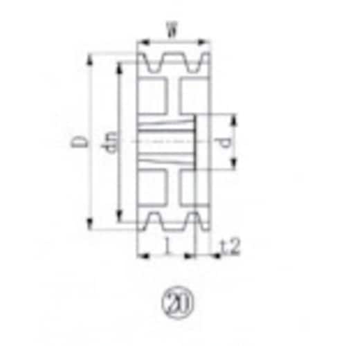 ブッシングプーリー SPB 212mm 溝数3