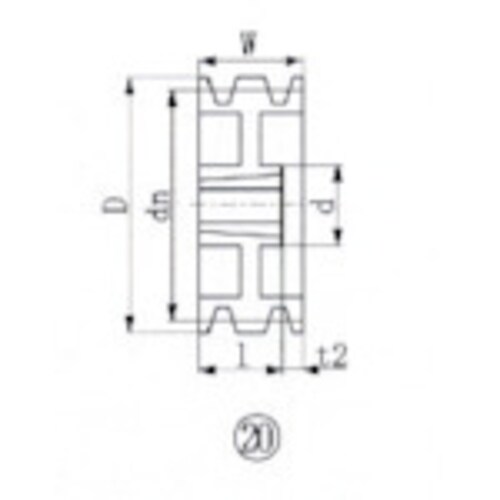 ブッシングプーリー SPB 224mm 溝数3