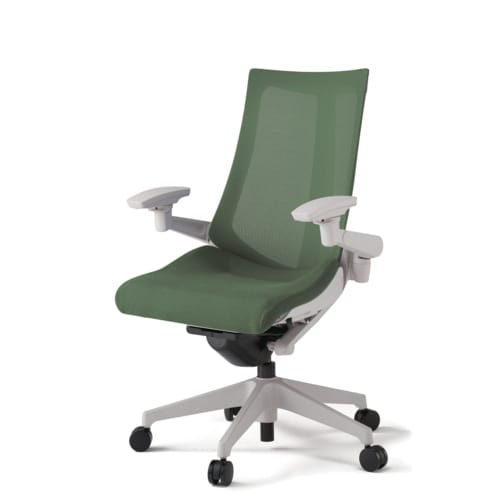 アクト可動肘プレーンメッシュ樹脂脚Iグリーン