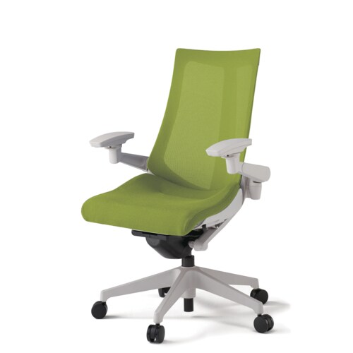 アクト可動肘プレーンメッシュ樹脂脚モスグリーン