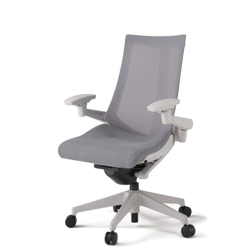 アクト可動肘プレーンメッシュ樹脂脚ライトグレー