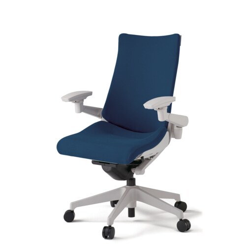 アクト可動肘プレーンクロス樹脂脚ネイビーブルー