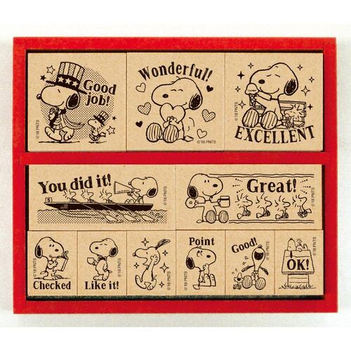 スヌーピー 木製 ごほうびスタンプセット 英語