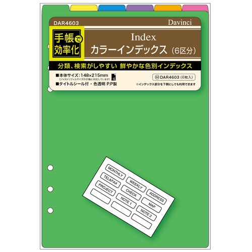 手帳用リフィル インデックス 6区分B A5 ×5