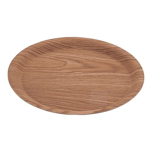 木目樹脂ラウンドトレイ ナチュラル 小