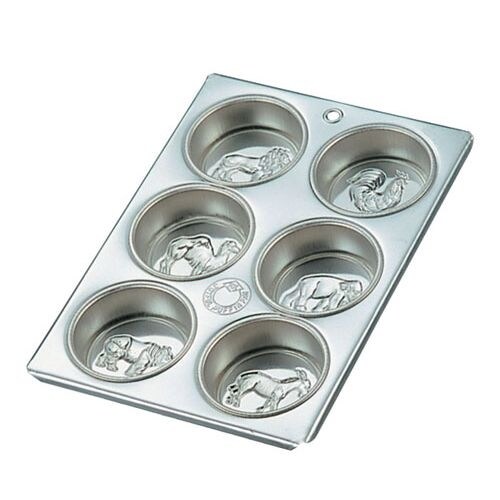 ブリキ マフィン型 動物型 6カップ